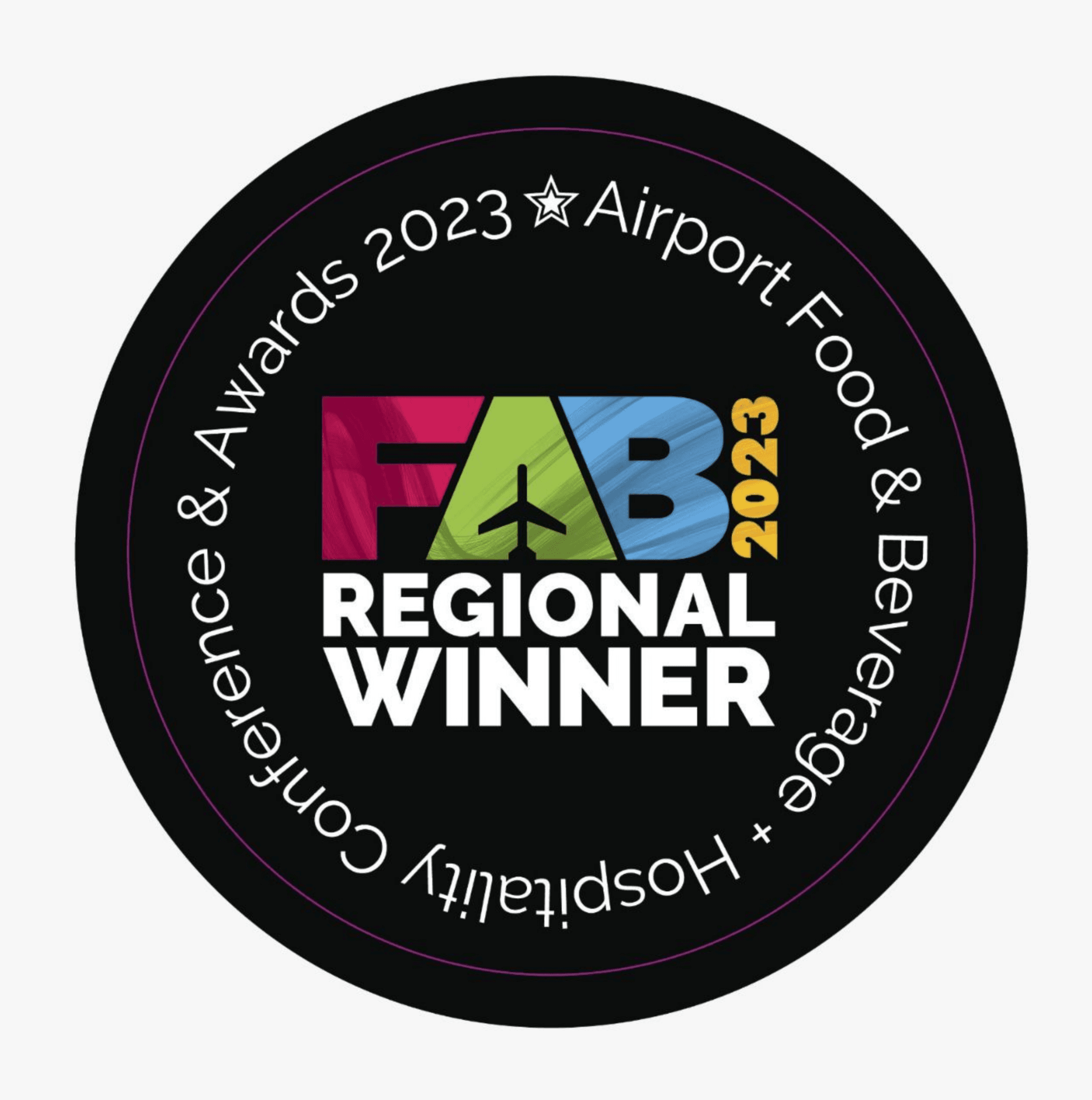 FAB Awards 2023 Airport Food & Beverage + Hospitality Conference & Awards Regional Winner badge