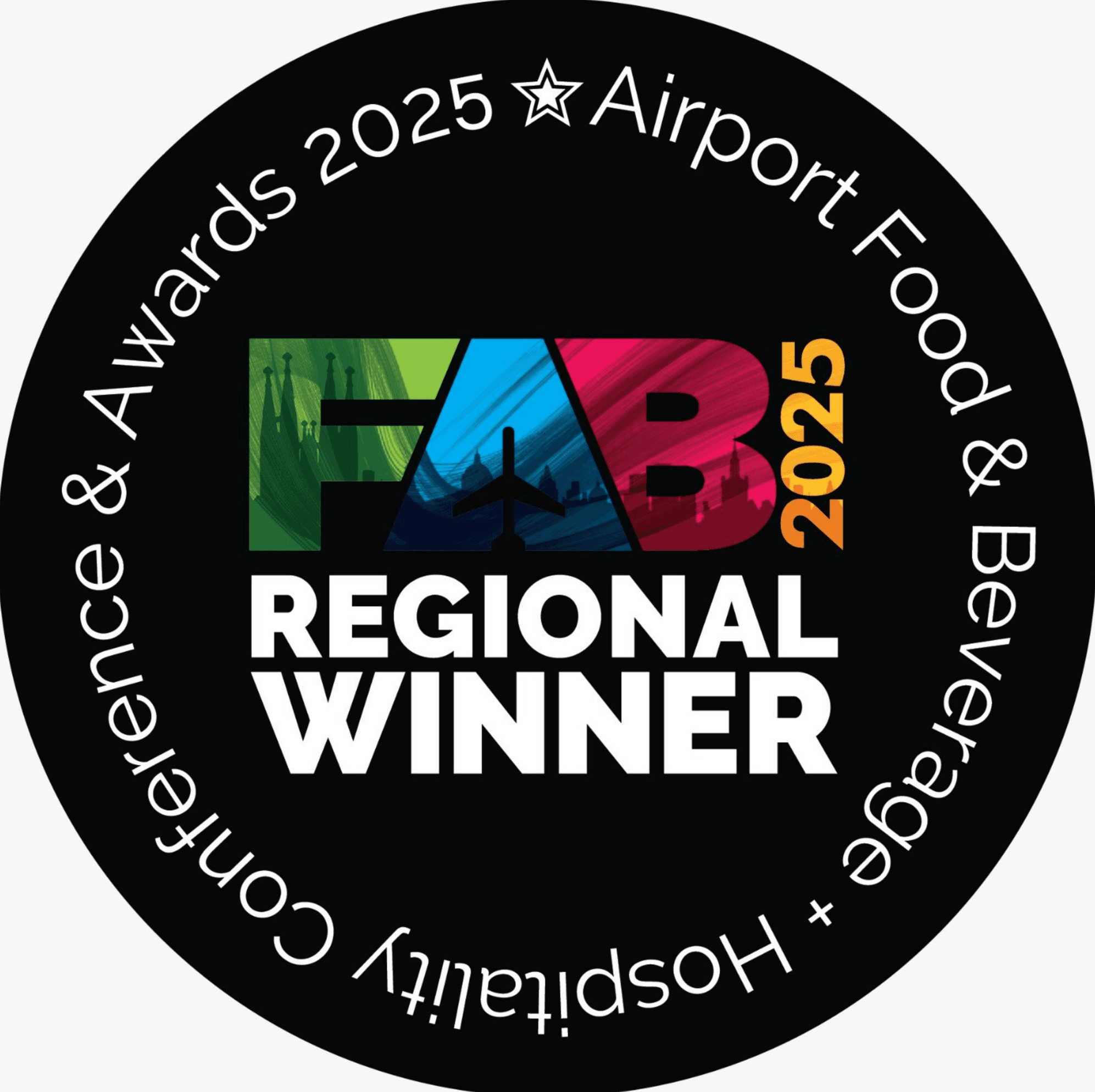 FAB Awards 2025 Airport Food & Beverage + Hospitality Conference & Awards Regional Winner badge